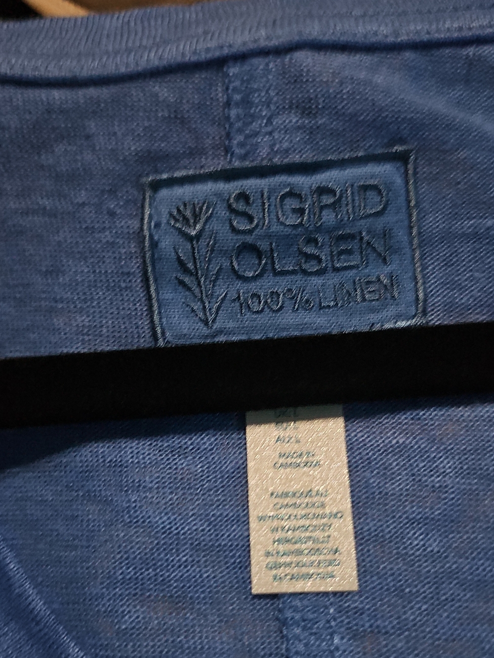Sigrid Olsen Linen Top in Indigo Blue